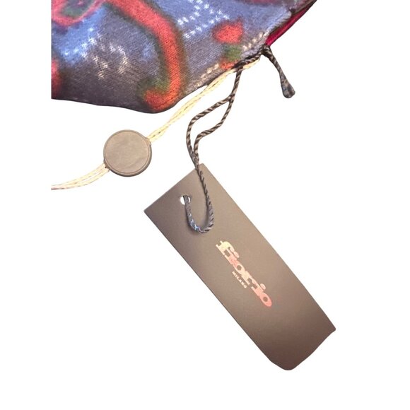 Fiorio Milano Paisley Wool Scarf Gray & Orange 100% Wool Lightweight Fringe Edge - Picture 2 of 5